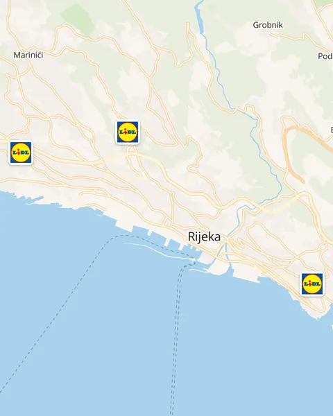 Karta trgovina Lidl u Rijeci