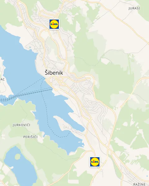 Karta trgovina Lidl u Šibeniku
