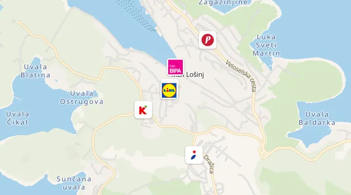 Karta trgovina u Malom Lošinju