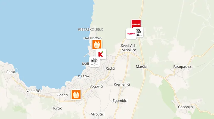 Karta trgovina u Malinskoj
