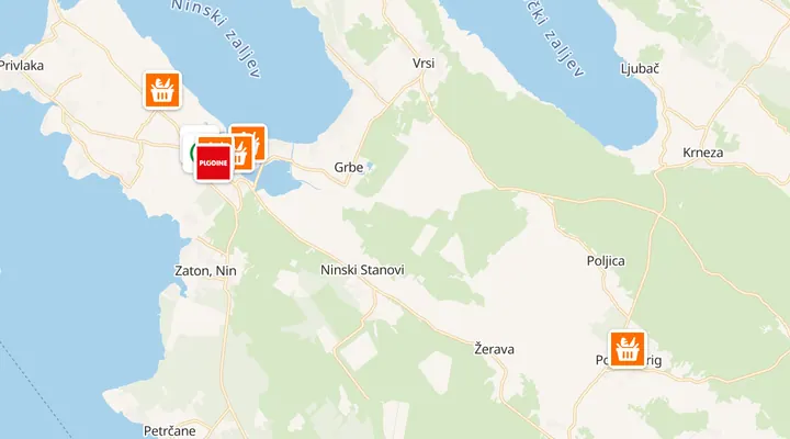 Karta trgovina u Ninu