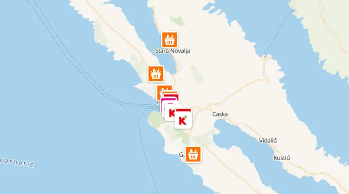 Karta trgovina u Novalji