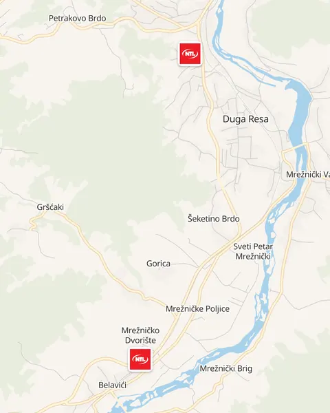 Karta trgovina NTL u Dugoj Resi