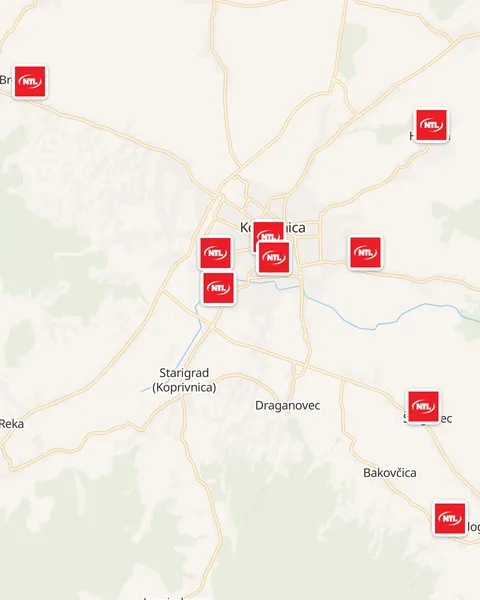 Karta trgovina NTL u Koprivnici