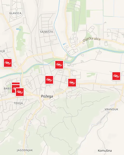 Karta trgovina NTL u Požegi