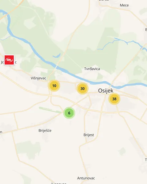 Karta trgovina u Osijeku