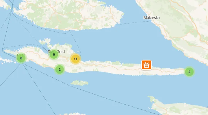 Karta trgovina na otoku Hvaru