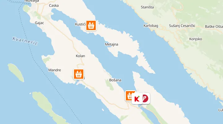 Karta trgovina u Pagu