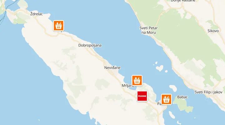 Karta trgovina u Pašmanu