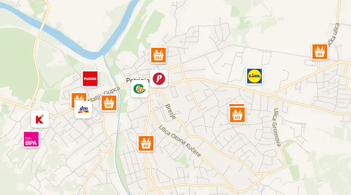 Karta trgovina u Petrinji