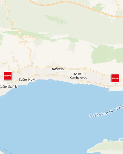 Karta trgovina Plodine u Kaštelima