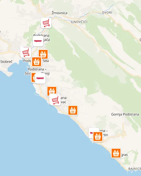 Karta trgovina u Podstrani