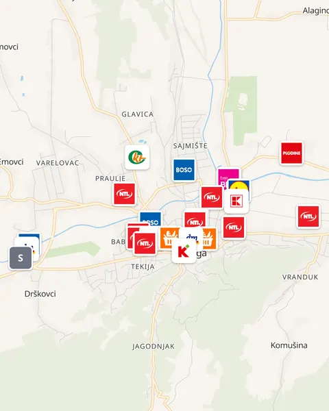 Karta trgovina u Požegi