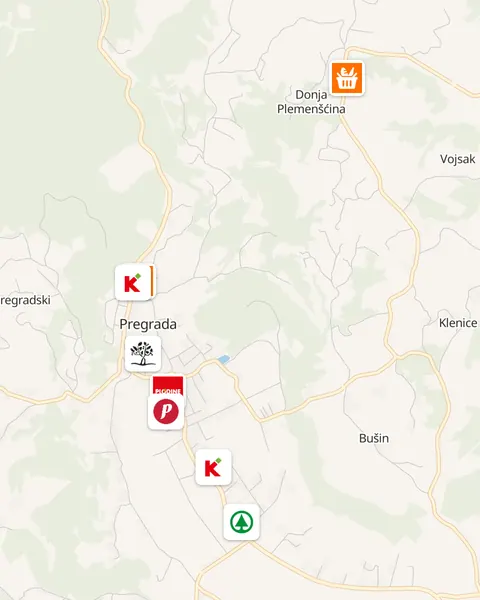 Karta trgovina u Pregradi