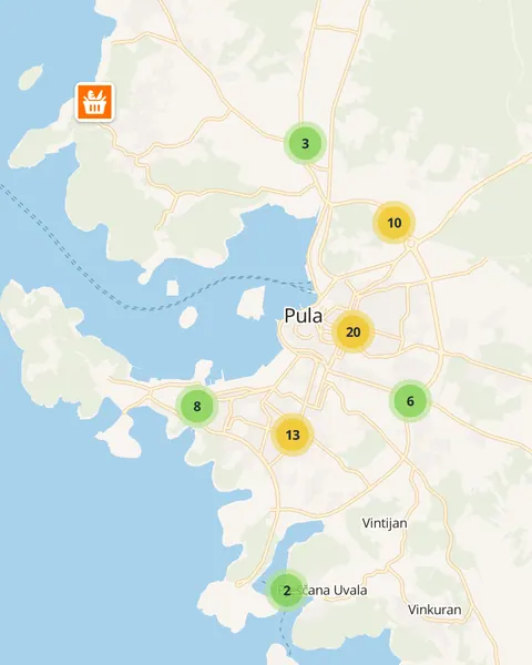 Karta trgovina u Puli