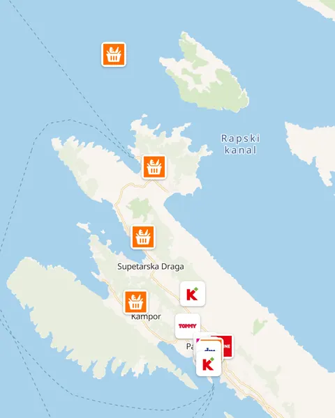 Karta trgovina u Rabu