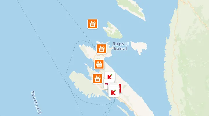 Karta trgovina u Rabu