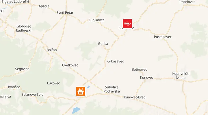 Karta trgovina u Rasinji