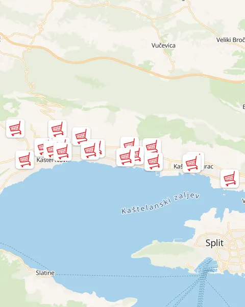 Karta trgovina Ribola u Kaštelima