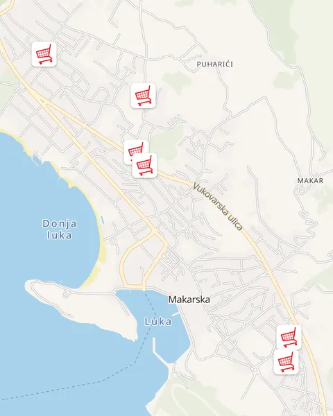 Karta trgovina Ribola u Makarskoj