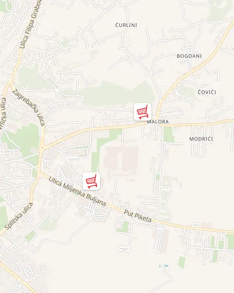 Karta trgovina Ribola u Sinju