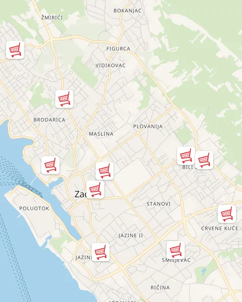 Karta trgovina Ribola u Zadru