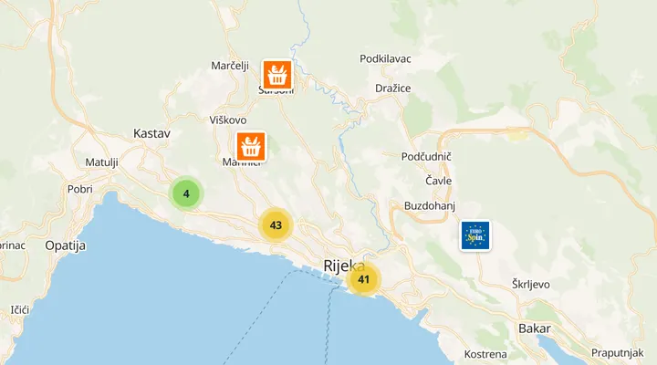 Karta trgovina u Rijeci
