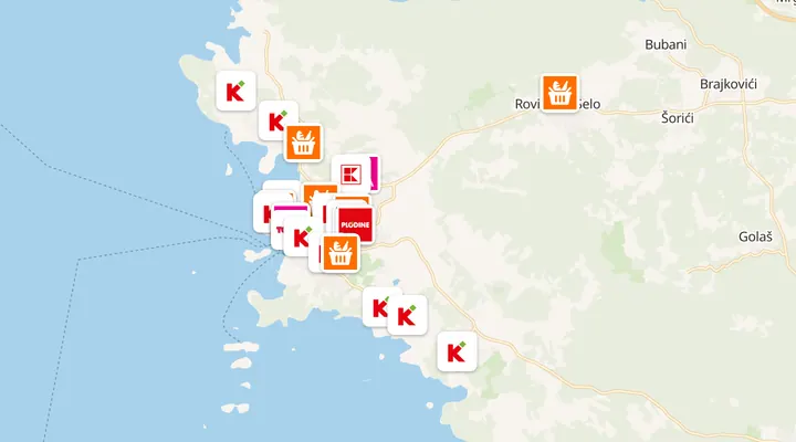 Karta trgovina u Rovinju