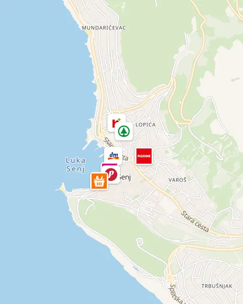 Karta trgovina u Senju