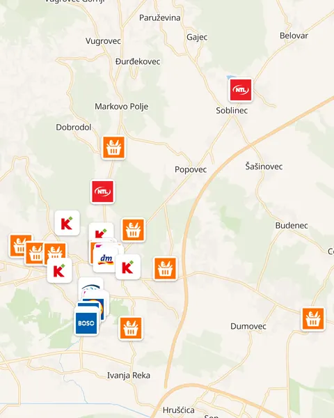 Karta trgovina u Sesvetama