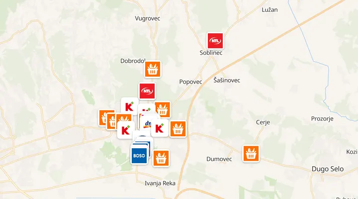 Karta trgovina u Sesvetama