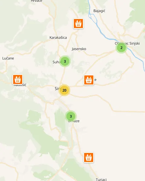 Karta trgovina u Sinju