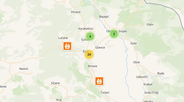 Karta trgovina u Sinju