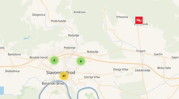 Karta trgovina u Slavonskom Brodu