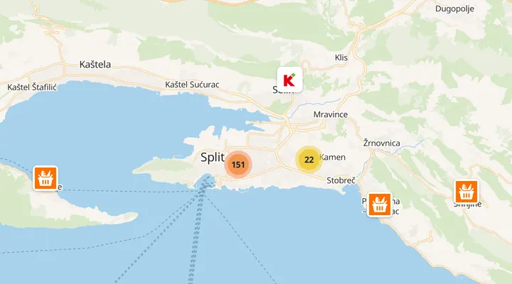 Karta trgovina u Splitu