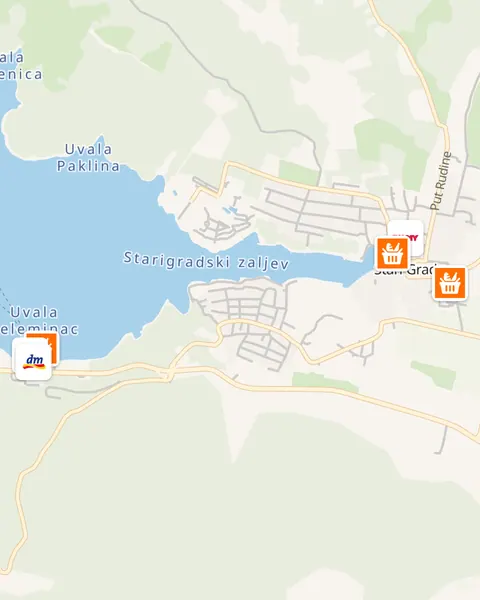 Karta trgovina u Stari Grad (Hvar)