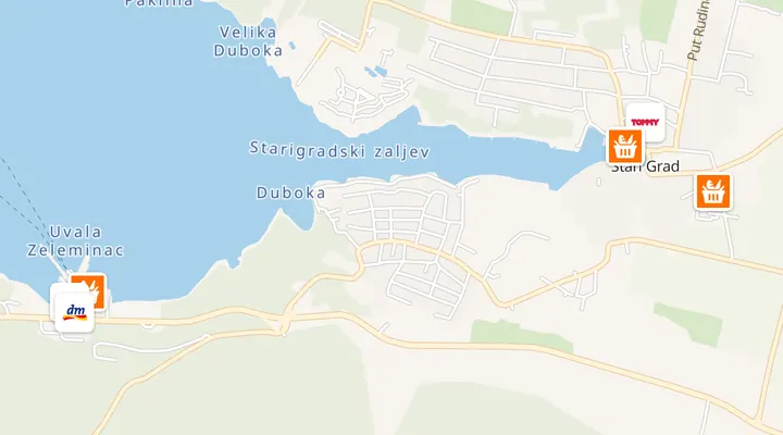 Karta trgovina u Stari Grad (Hvar)