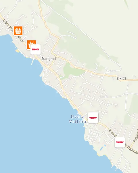 Karta trgovina u Starigrad (Paklenica)