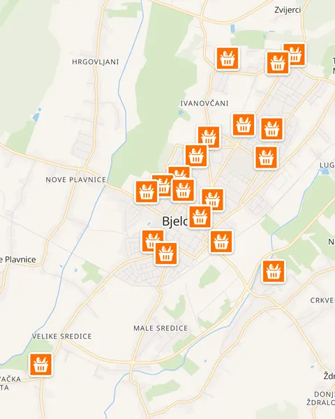 Karta trgovina Studenac u Bjelovaru