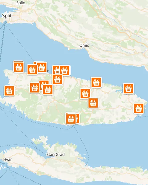 Karta trgovina Studenac na otoku Braču
