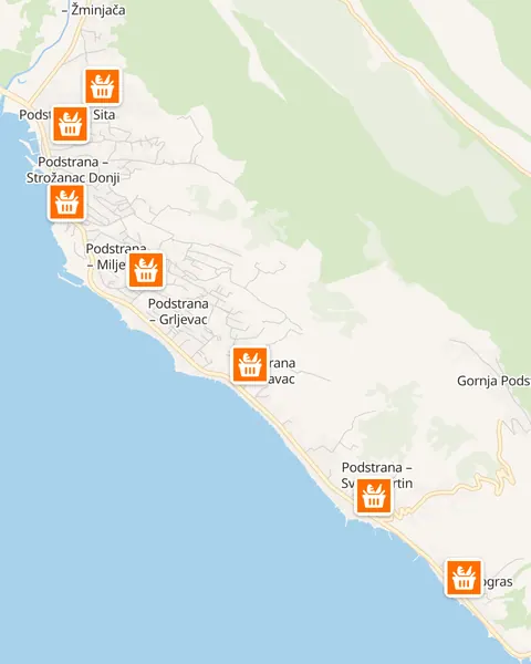 Karta trgovina Studenac u Podstrani