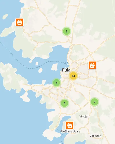 Karta trgovina Studenac u Puli