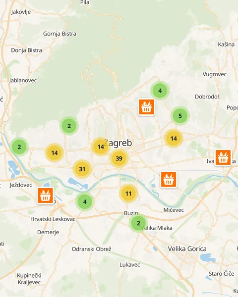 Karta trgovina Studenac u Zagrebu