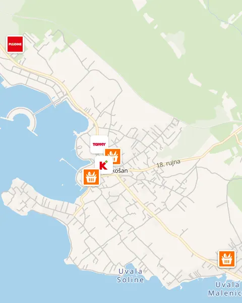 Karta trgovina u Sukošanu