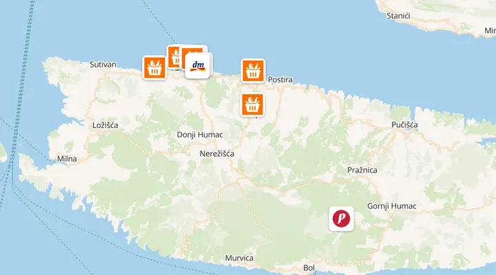 Karta trgovina u Supetaru