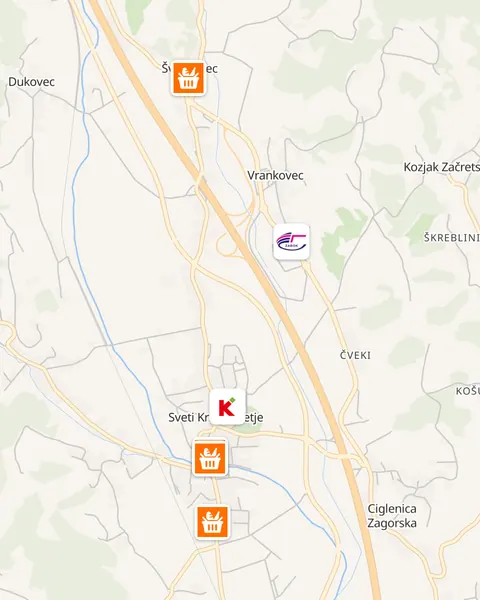 Karta trgovina u Sveti Križ Začretje