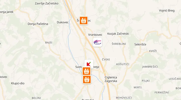Karta trgovina u Sveti Križ Začretje