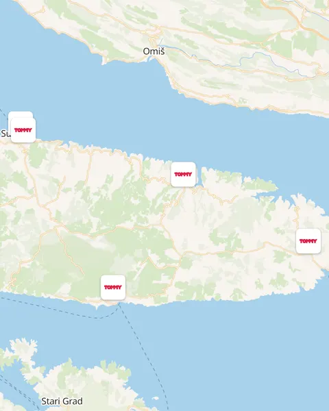 Karta trgovina Tommy na otoku Braču