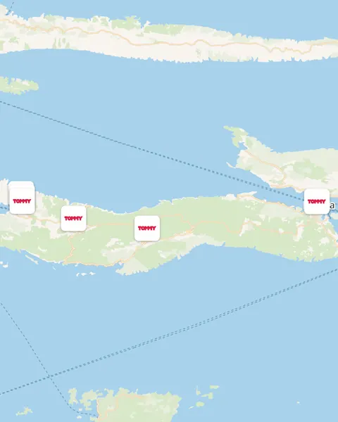 Karta trgovina Tommy na otoku Korčuli
