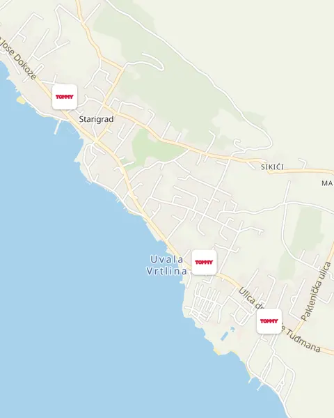 Karta trgovina Tommy u Starigrad (Paklenica)